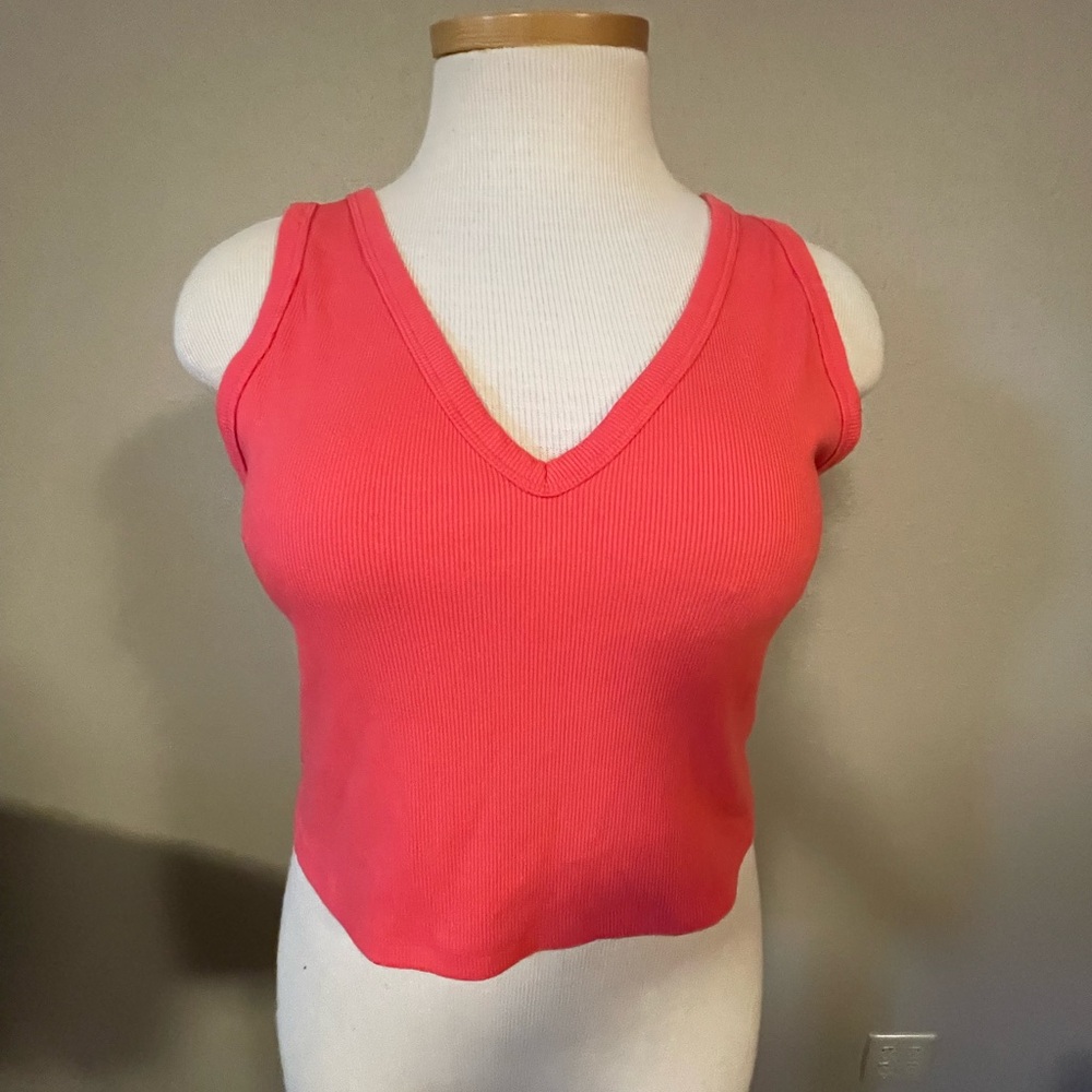 Wild Fable Pink Cropped Tank Top-Bright Coral 1X